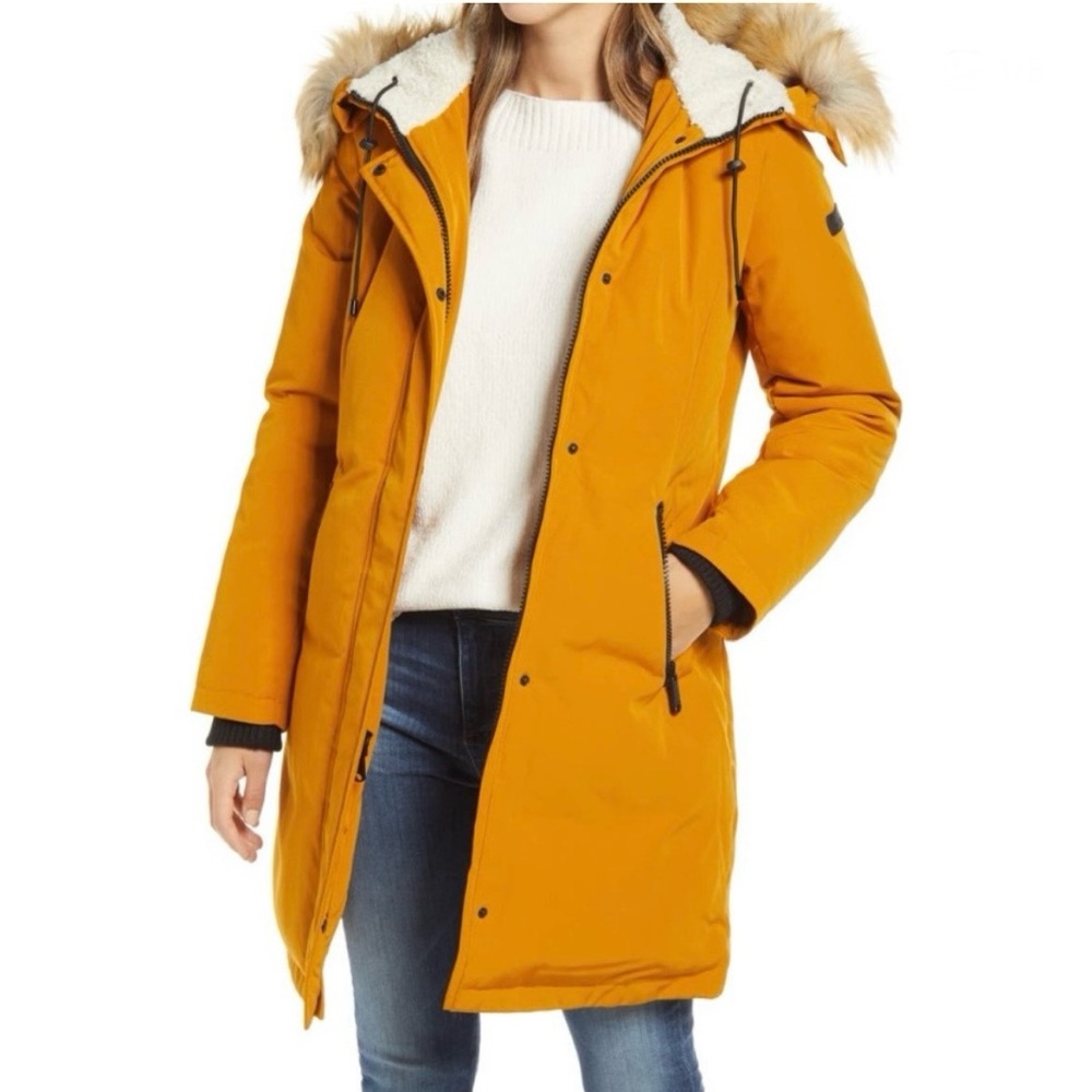 Sam Edelman Down Parka Jacket Small Yellow